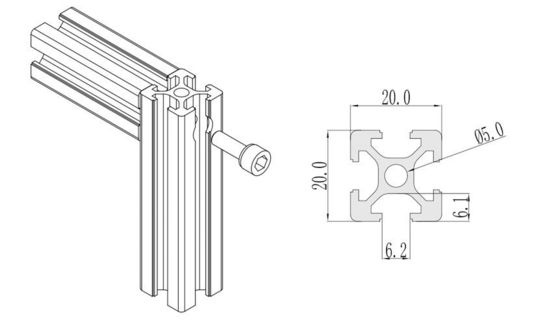 Factory Direct Sale 20*20 Aluminium Alloy Profiles Small Size Aluminium Extrusion  Profiles